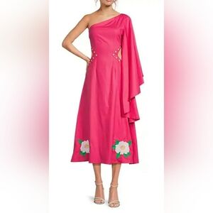 Fanm Mon Amarya One-Shoulder Bell Sleeve  Midi Dress